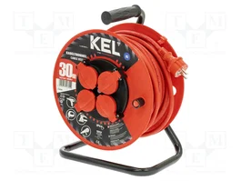 KEL Rallonge réseau H05RR-F 30m rouge sur tambour
