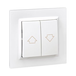 Simon Pulsateur volet roulant blanc avec cadre série 10 plastique IP20 250V 10A 8,5x3x8,5cm