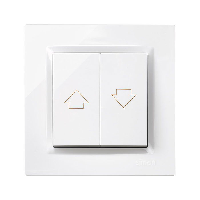 Simon Pulsateur volet roulant blanc avec cadre série 10 plastique IP20 250V 10A 8,5x3x8,5cm Simon Pulsateur volet roulant blanc avec cadre série 10 plastique IP20 250V 10A 8,5x3x8,5cm