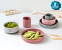 KioKids - Set de Vaisselle Bébé 3 Pièces en Silicone avec Ventouse - Bol, Assiette et Gobelet pour Alimentation BLW (Diversification Menée par l'Enfant), Couleurs Rose et Gris