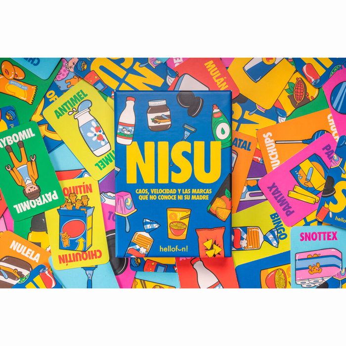 HELLOFUN! Juego Nisu - Jeu de cartes en espagnol pour 3 à 8 joueurs (+8 ans) - Rapidité, chaos et rires - 56 cartes