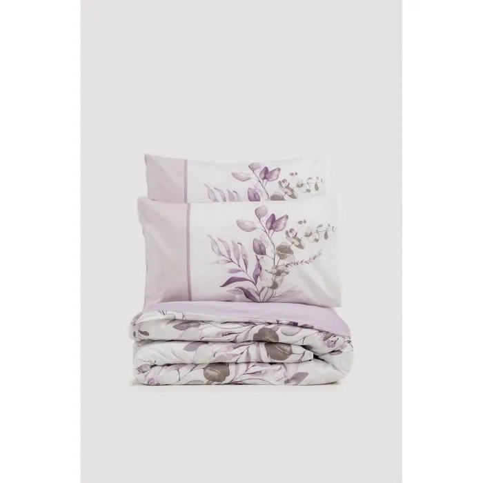 Parure de Lit 3 Pièces Housse de Couette 220 x 240 cm et 2 Taies d'Oreiller 60 x 60 cm en Coton Renforcé 100% - Couleur Lilas Parure de Lit 3 Pièces Housse de Couette 220 x 240 cm et 2 Taies d'Oreiller 60 x 60 cm en Coton Renforcé 100% - Couleur Lilas