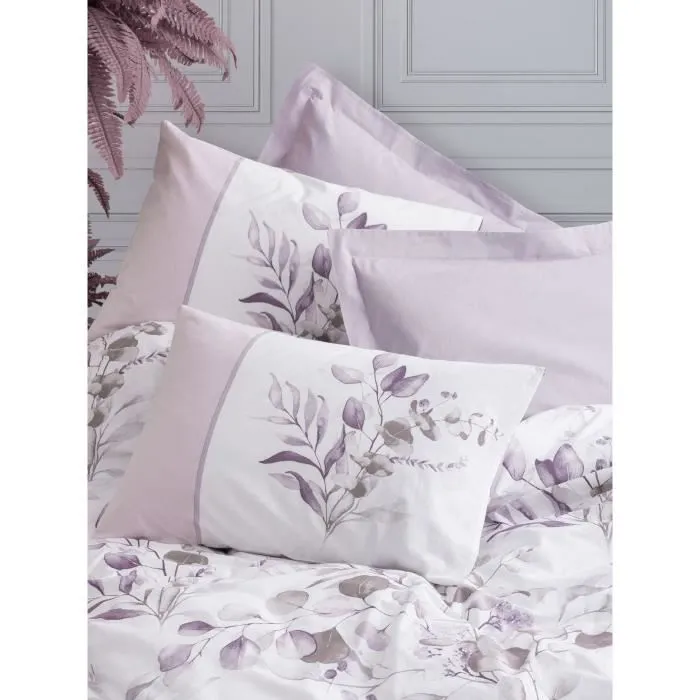 Parure de Lit 3 Pièces Housse de Couette 220 x 240 cm et 2 Taies d'Oreiller 60 x 60 cm en Coton Renforcé 100% - Couleur Lilas Parure de Lit 3 Pièces Housse de Couette 220 x 240 cm et 2 Taies d'Oreiller 60 x 60 cm en Coton Renforcé 100% - Couleur Lilas