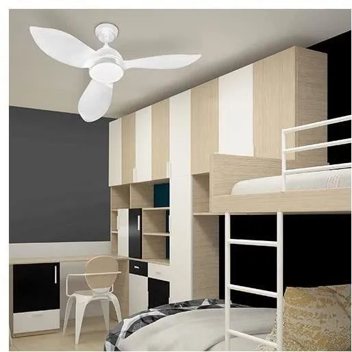 Farelek Ventilateur de plafond Corsica Blanc avec éclairage LED 116 cm 70W - 3 vitesses, pales en plastique blanc, télécommande et rotation réversible