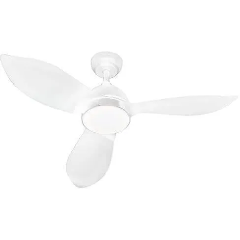 Farelek Ventilateur de plafond Corsica Blanc avec éclairage LED 116 cm 70W - 3 vitesses, pales en plastique blanc, télécommande et rotation réversible