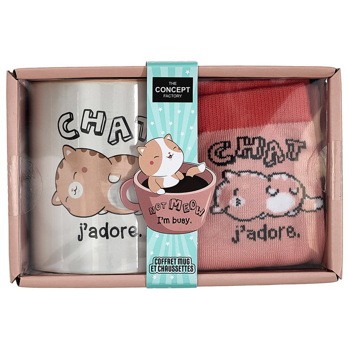 The Concept Factory Ensemble Tasse et Chaussettes Kawaii avec Modèles Assortis