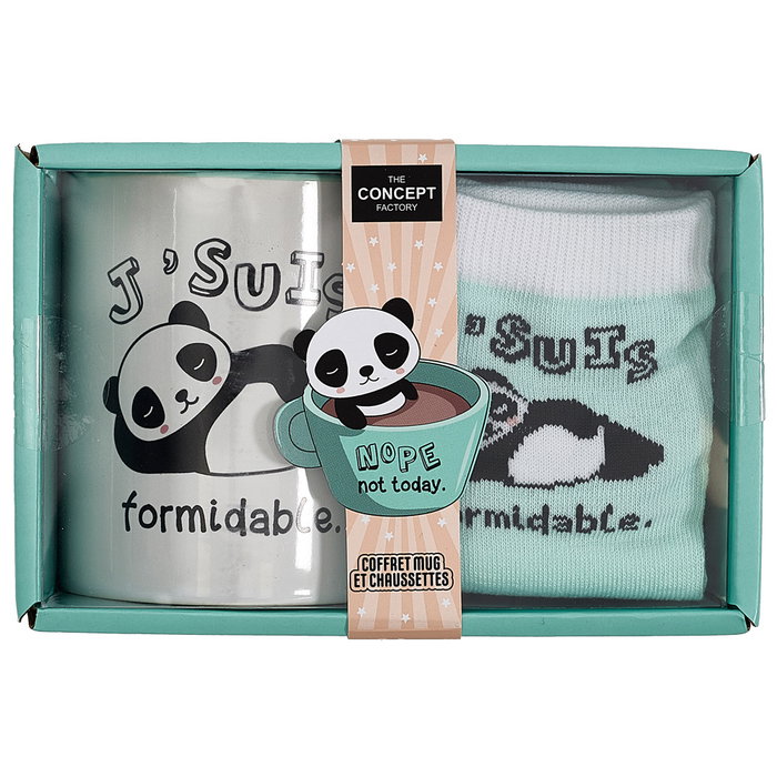 The Concept Factory Ensemble Tasse et Chaussettes Kawaii avec Modèles Assortis