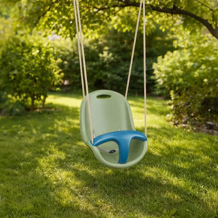 Aleo By Trigano - 9615P8 - Siège bébé pour portique 1,90/2,50 m - Vert/Bleu - Sécurité avec ceinture ventrale et barre de protection Aleo By Trigano - 9615P8 - Siège bébé pour portique 1,90/2,50 m - Vert/Bleu - Sécurité avec ceinture ventrale et barre de protection