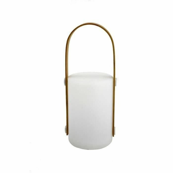 Galix Lanterne portative rechargeable USB - Bambou/Plastique - 4 LED WRGB - Blanc
