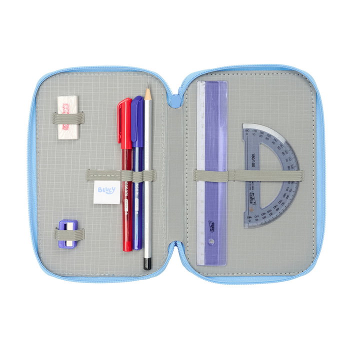 Pochette à crayons triple Bluey Let's play Bleu 12,5 x 19,5 x 5,5 cm 37 Pièces