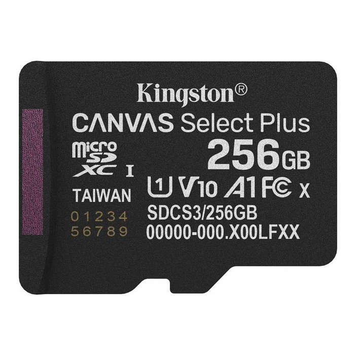 Kingston Canvas Select Plus microSDXC 256 Go Carte Mémoire UHS-I U1 V10 A1, Lecture 150 Mo/s, Full HD, IPX7 Kingston Canvas Select Plus microSDXC 256 Go Carte Mémoire UHS-I U1 V10 A1, Lecture 150 Mo/s, Full HD, IPX7