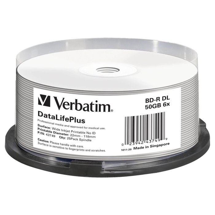 Verbatim BD-R Blu-Ray 50 Go 6x Speed imprimable (Boîte de 25) Verbatim BD-R Blu-Ray 50 Go 6x Speed imprimable (Boîte de 25)