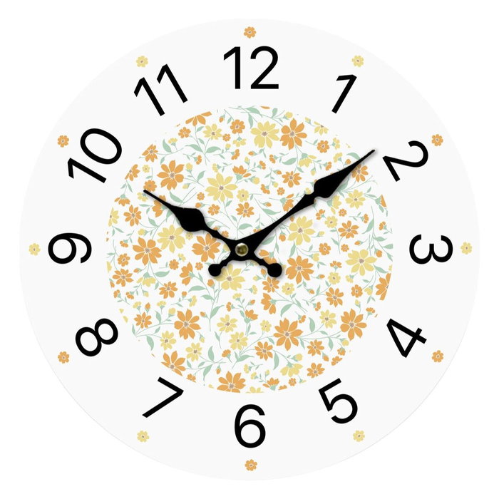 Horloge Murale Versa Bois Fleurs 4 x 30 x 30 cm Horloge Murale Versa Bois Fleurs 4 x 30 x 30 cm