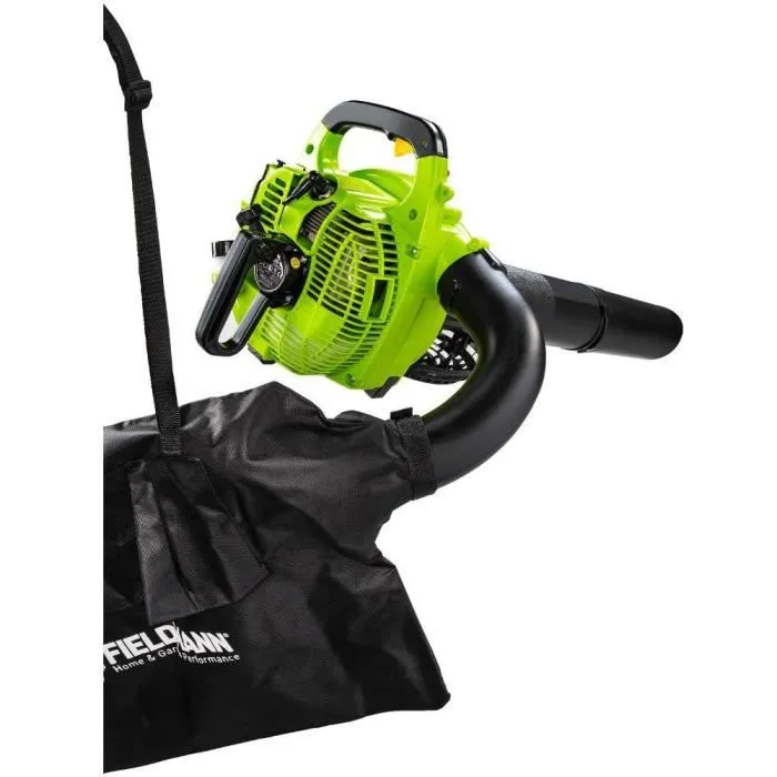 Fieldmann FZF 6205-B Souffleur aspirateur broyeur à essence 3 en 1, 0.8 kW EURO 5, vitesse air 150 km/h, bac 40L, 4.5 kg