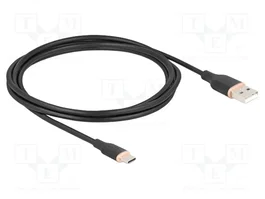 DELOCK Câble USB 2.0 de l'USB A vers USB C, 2,5m, Noir