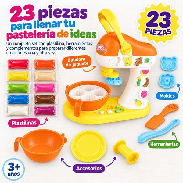Jugatoys - pequeñ@sartistas Jeu de pâte à modeler batidora et 23 accessoires