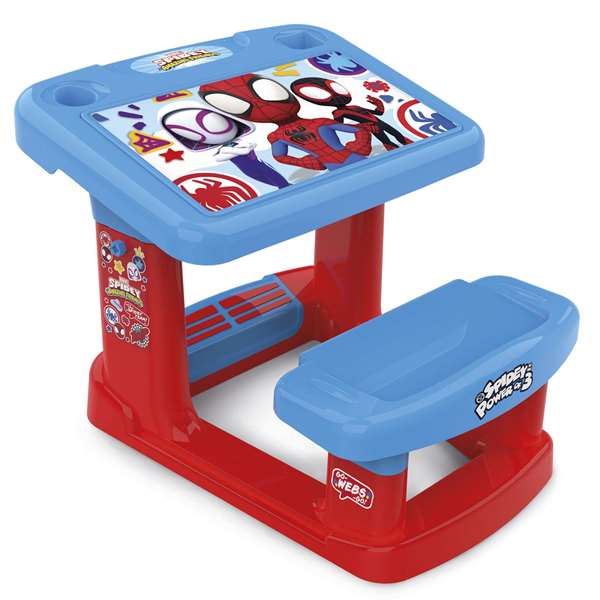 Chicos Pupitre avec banc Spidey 57x73x49 cm - Bureau enfant avec grande surface de travail - Recommandé de 2 à 5 ans