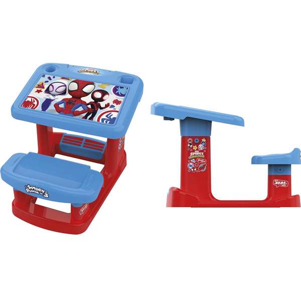Chicos Pupitre avec banc Spidey 57x73x49 cm - Bureau enfant avec grande surface de travail - Recommandé de 2 à 5 ans
