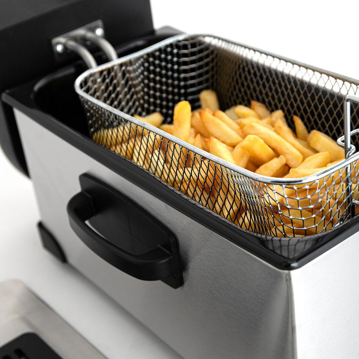 DCook Friteuse électrique Gallery 3L 2000W avec thermostat réglable, protection contre surchauffe, fenêtre de visualisation, finition métallisée DCook Friteuse électrique Gallery 3L 2000W avec thermostat réglable, protection contre surchauffe, fenêtre de visualisation, finition métallisée