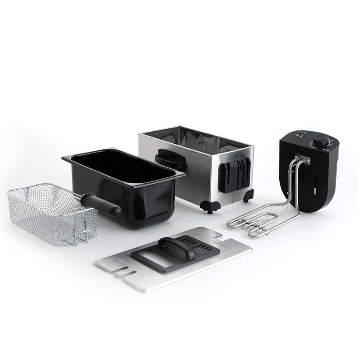 DCook Friteuse électrique Gallery 3L 2000W avec thermostat réglable, protection contre surchauffe, fenêtre de visualisation, finition métallisée DCook Friteuse électrique Gallery 3L 2000W avec thermostat réglable, protection contre surchauffe, fenêtre de visualisation, finition métallisée