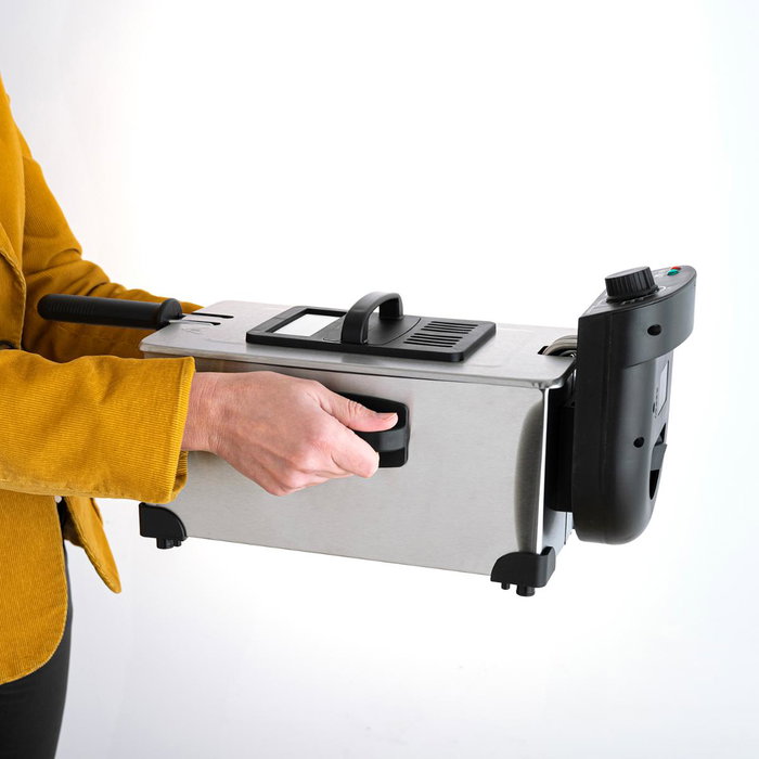 DCook Friteuse électrique Gallery 3L 2000W avec thermostat réglable, protection contre surchauffe, fenêtre de visualisation, finition métallisée DCook Friteuse électrique Gallery 3L 2000W avec thermostat réglable, protection contre surchauffe, fenêtre de visualisation, finition métallisée