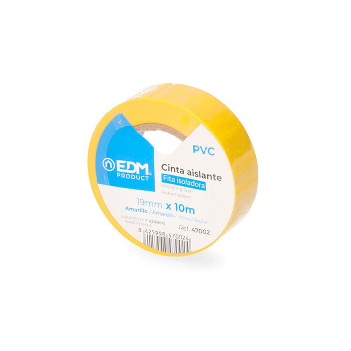 Edm Cinta aislante qualité supra jaune 19 mm x 10 m Edm Cinta aislante qualité supra jaune 19 mm x 10 m