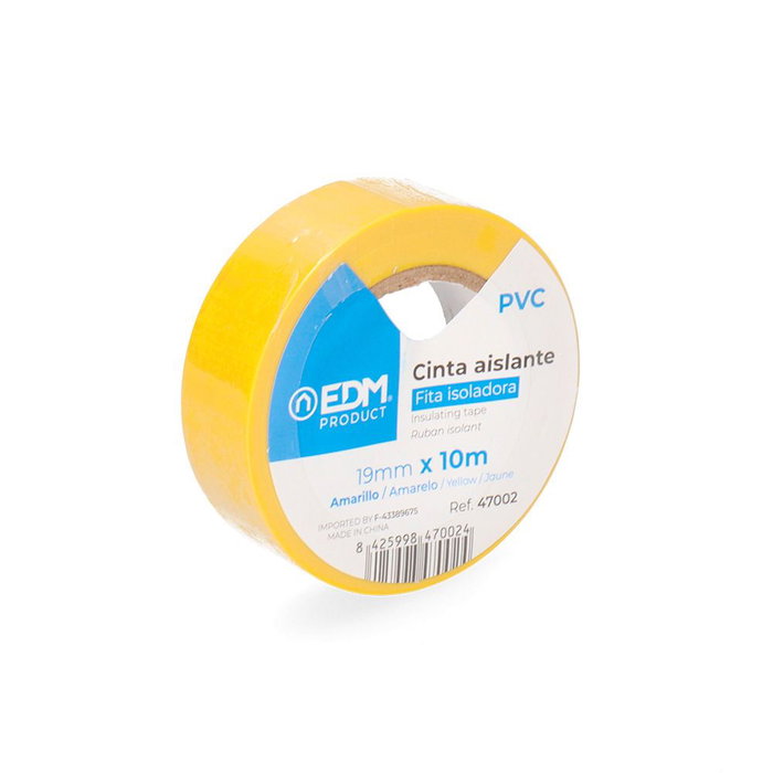 Edm Cinta aislante qualité supra jaune 19 mm x 10 m Edm Cinta aislante qualité supra jaune 19 mm x 10 m