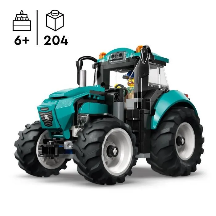 LEGO City 60498 Tracteur avec Minifigurine de Fermier - Jeu de Construction Agricole pour Enfants Dès 6 Ans