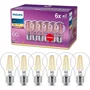Philips - Pack de 6 ampoules LED E27 transparentes - 60W équivalent - Blanc chaud 2700K - 15000h de durée de vie - Non dimmable