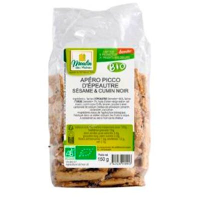 MOULIN DES MOINES Aperitivo Espelta Sésamo Comino Negro 150 g Bio MOULIN DES MOINES Aperitivo Espelta Sésamo Comino Negro 150 g Bio