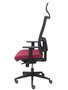 Silla de oficina Horna con mecanismo Sincro tapizada con Tela color Granate y malla color Negro. Equipada con lumbar 1D, Brazos 1D, Cabecero Fijo y Ruedas de parqué