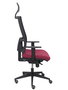 Silla de oficina Horna con mecanismo Sincro tapizada con Tela color Granate y malla color Negro. Equipada con lumbar 1D, Brazos 1D, Cabecero Fijo y Ruedas de parqué