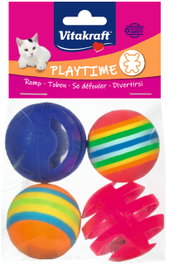 Vitakraft Lot de 4 balles (2 en plastique et 2 en caoutchouc) pour chat