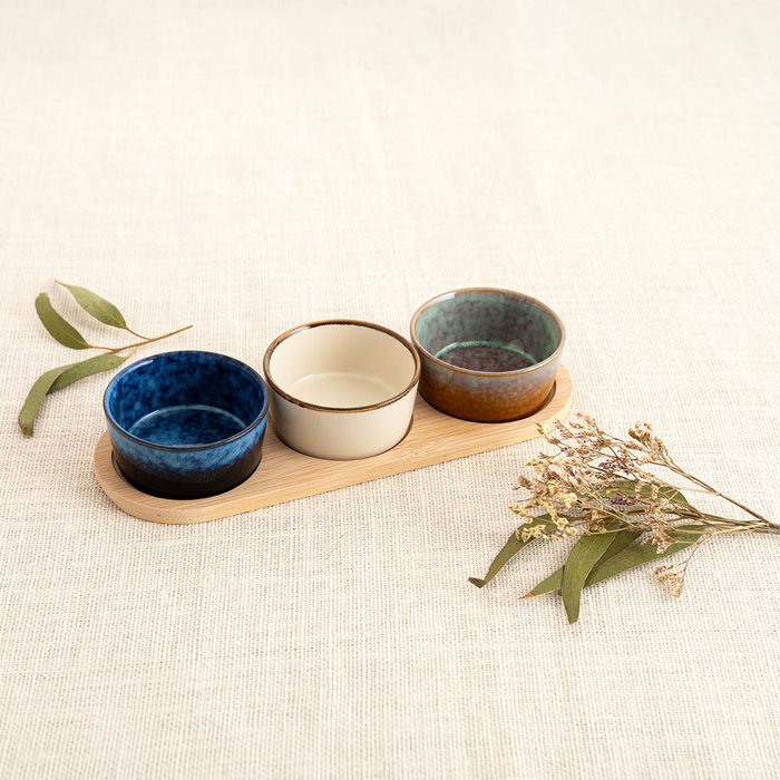 Tabla Aperitivo Bambú Cerámica Moana Bidasoa 29x10x4,5 cm