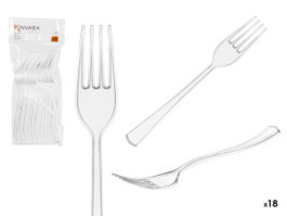 Kinvara Lot de 18 Fourchettes Plastique Transparent 10.4 x 2.7 x 25 cm (Set de 48)