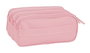 Safta Triple Big Safta Basic - Porte-tout triple format grand, couleur rose - 21.5x10x8 cm