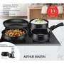 Arthur Martin Batterie de cuisine 10 pièces en aluminium, 3 poêles (20-22-26 cm), 2 casseroles (16-18 cm), 2 couvercles, 2 ustensiles, pour tous feux sauf induction - Noir