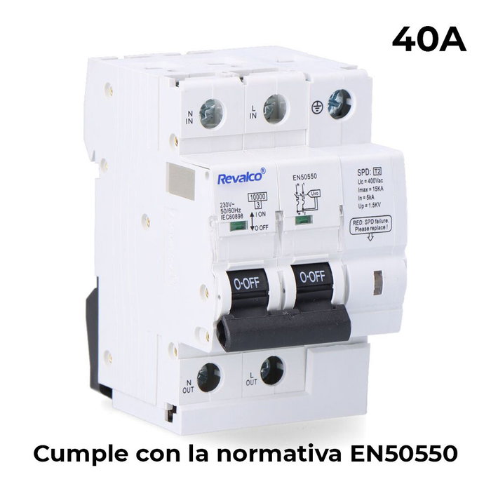 Revalco IGA 2P 40A C 10kA 275V - Protecteur de surtension permanente EN-50550 et transitoire 5-15kA Revalco IGA 2P 40A C 10kA 275V - Protecteur de surtension permanente EN-50550 et transitoire 5-15kA