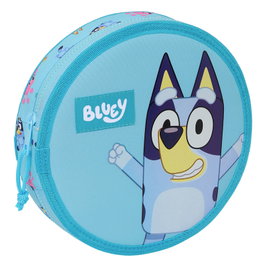 SAFTA Plumier Bluey avec fermeture éclair - Trousse scolaire avec 18 pièces : 6 gros crayons de couleur, gomme, crayon graphite, taille-crayons, 8 gros feutres