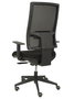 Chaise Horna Synchro 5 positions tissu Noir Base pyramidale noire Accoudoir 1D Sans appui-tête Roulettes pour moquette