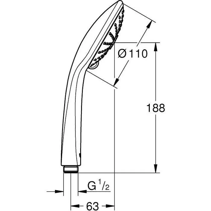 Grohe - Douchette de douche 3 jets Vitalio Joy 110 Massage, chromée, économie d'eau, double paroi anti-chaleur, compatible chauffe-eau, garantie 5 ans