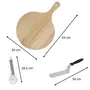 Fackelmann - Ensemble de 3 ustensiles pour pizza avec planche en bois, pelle et roulette coupe-pizza - Diamètre planche 30 cm
