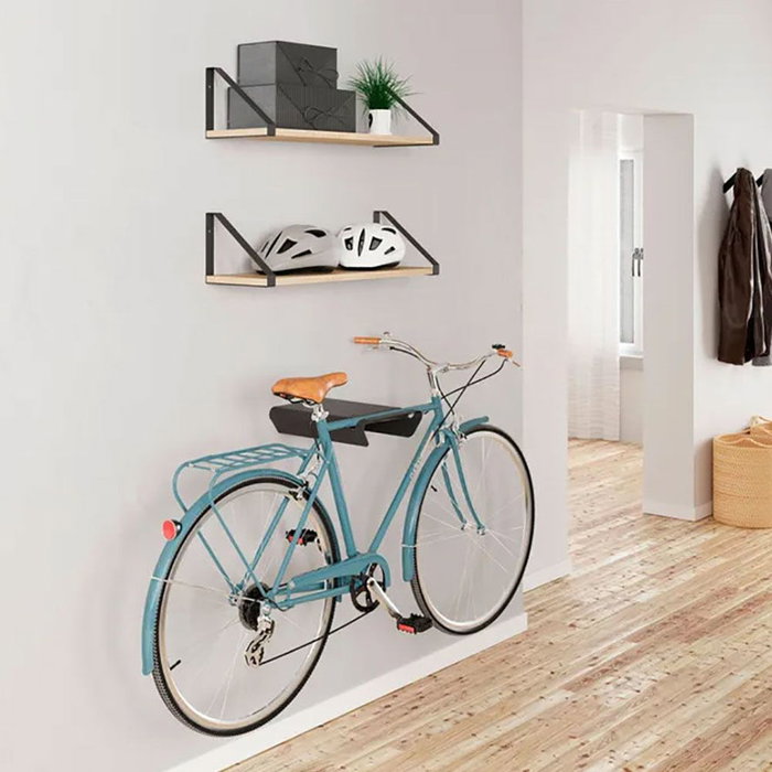 Rei 2-8070.18 Support mural fixe pour vélo en acier noir mat 36,5x32x28x8,5 cm max 25 kg