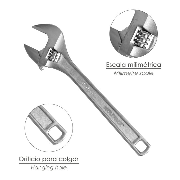 WOLFPACK LINEA PROFESIONAL Clé à molette réglable Maurer 15 pouces