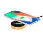 Edm Chargeur sans fil circulaire 15 W Qi bambou Ø6,8 x 1,1 cm avec câble USB-C