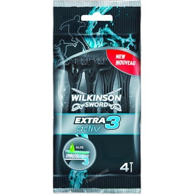 WILKINSON Extra 3 Activ Black, lot de 4 rasoirs WILKINSON Extra 3 Activ Black, lot de 4 rasoirs