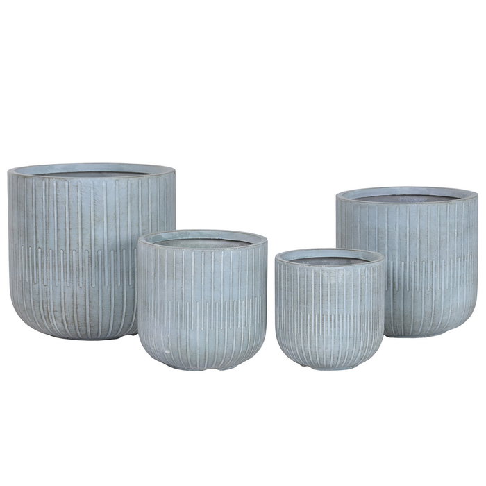 Home ESPRIT Set de 4 pots de fleurs Turquoise Fibre Magnésium