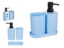 Berilo Set de 3 pièces salle de bain plastique bleu 14x17x7 cm (Set de 12)