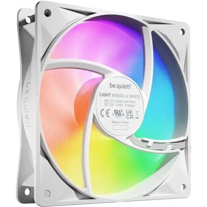 be quiet! Light Wings LX BL125S - Pack de 3 Ventilateurs Boîtier 120 mm PWM ARGB Blanc - 16 LEDs, 9 Pales, Bearing Rifle