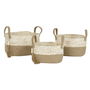 Set de basket Home ESPRIT Naturel Marron Clair Jute Fibre de maïs Moderne 41 x 30 x 33 cm 3 Pièces